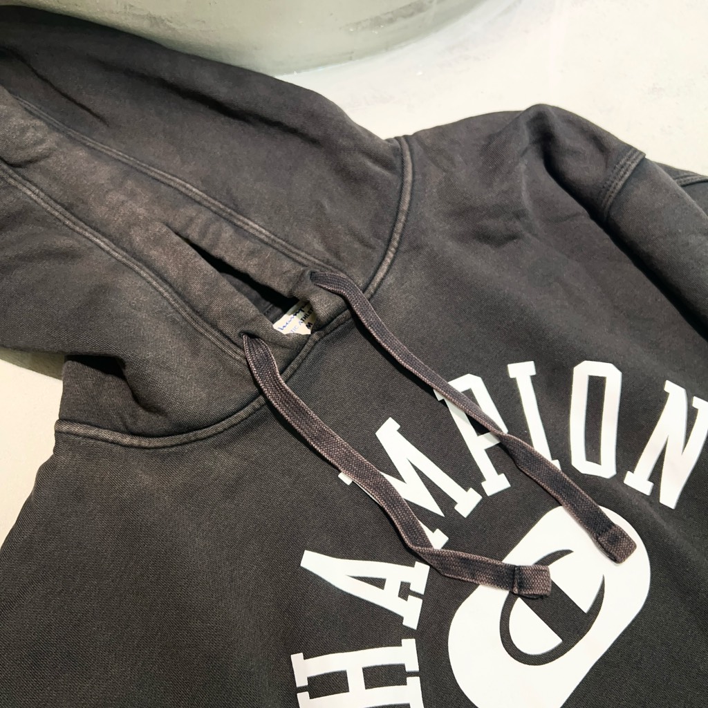 Áo Champion Vintage Wash Varsity Pullover Hoodie Solar Wash Black