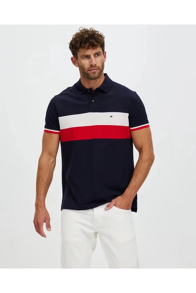 Áo Polo Tommy Hilfiger Regular Fit Colorblock Navy MW33218 400