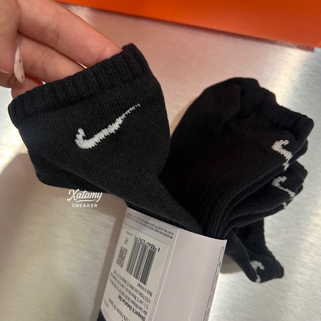 Vớ Nike Everyday Lightweight Training No-Show Socks 3 Pairs Black SX7678 010