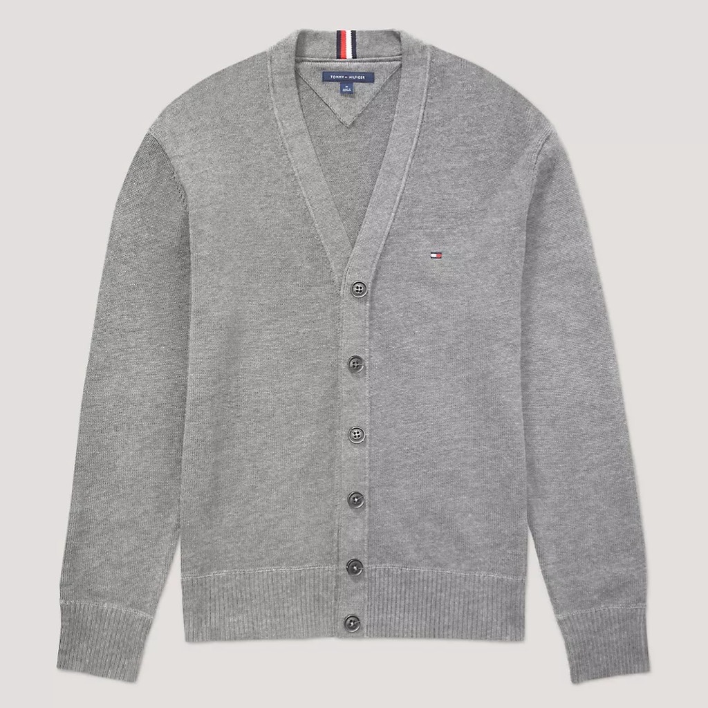 Áo Tommy Hilfiger Jersey Cardigan Flag Logo Grey 78J9320 030