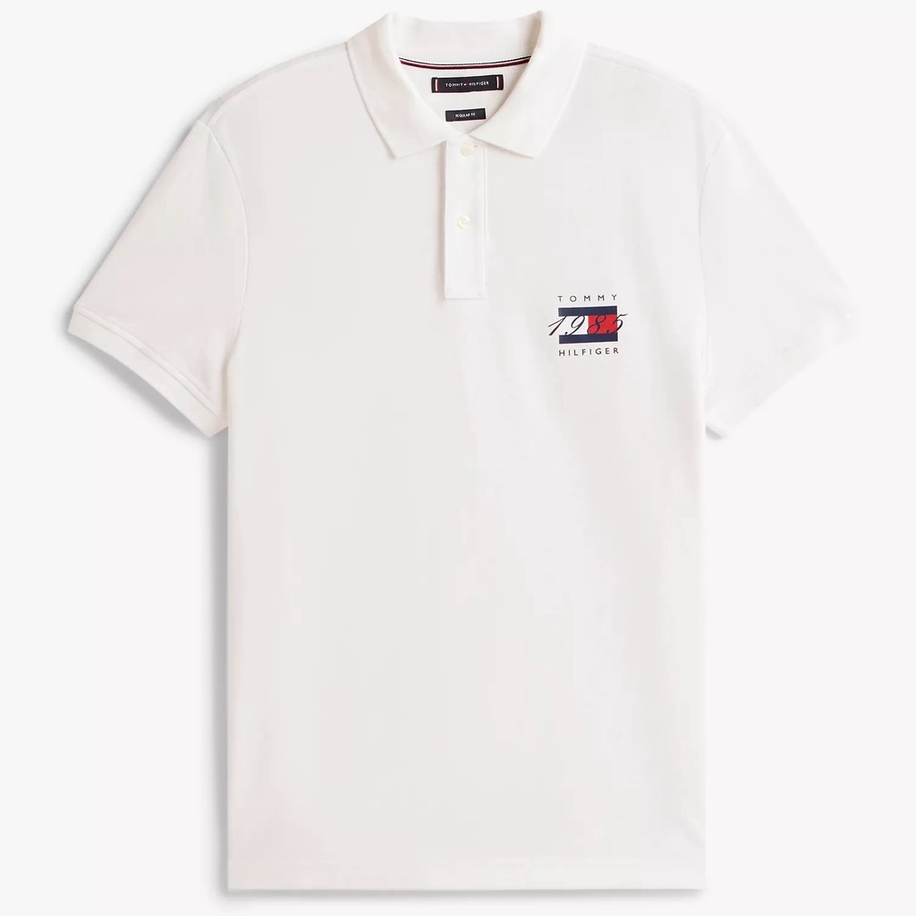 Áo Polo Tommy Hilfiger Regular Fit 1985 Flag Graphic Pique Logo White MW41089 100