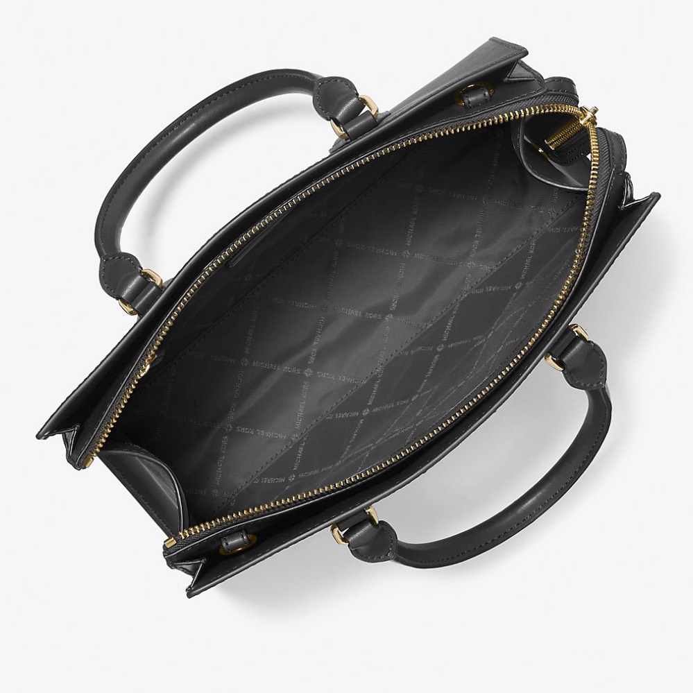 Túi Michael Kors Sheila Medium Logo Satchel Black 35S3G6HS2L