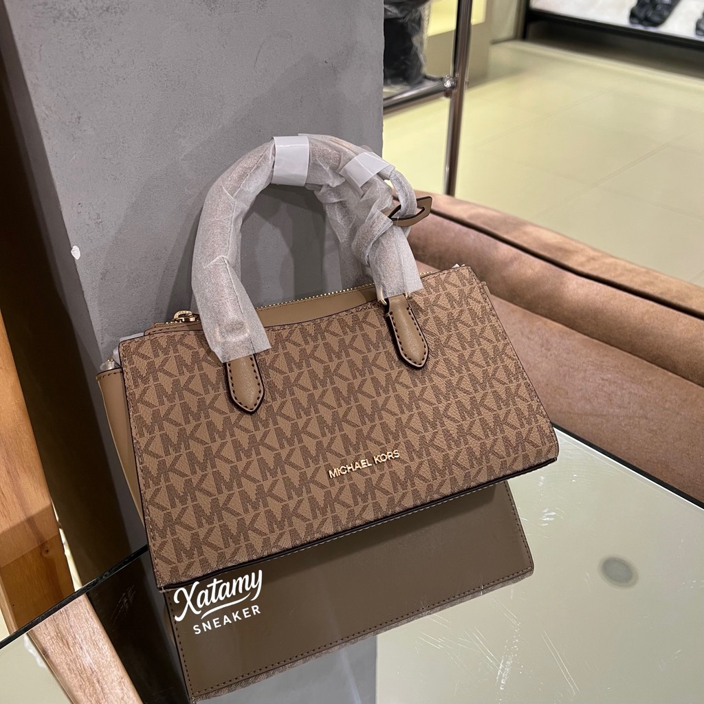 Túi Michael Kors Arden Small Signature Logo Messenger Bag Camel 35F5G4XM1V