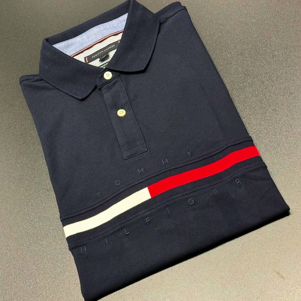 Áo Polo Tommy Hilfiger Regular Fit Embroidered Stripe Logo Navy 78JB117 410