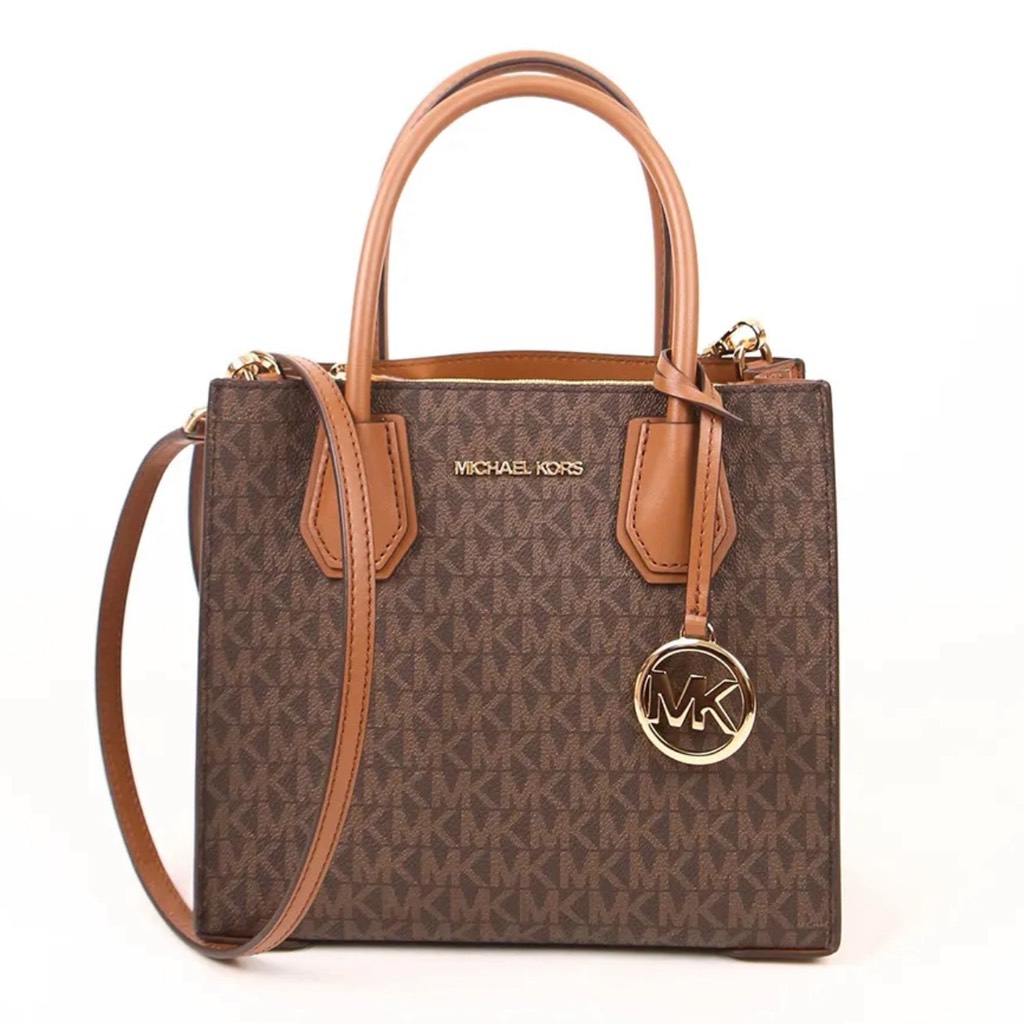 Túi Michael Kors Mercer Medium Logo and Leather Accordion Crossbody Bag Brown 35S1GM9M2B