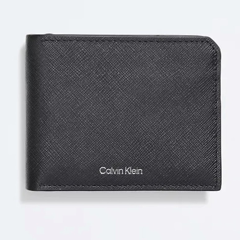 Ví Calvin Klein Saffiano Leather Card Case Bifold Wallet Black 40W0733 010