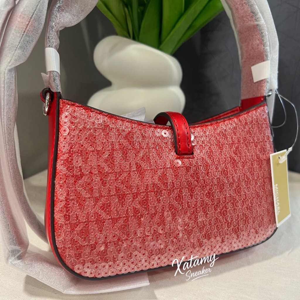 Túi Michael Kors Outlet Lyra Extra-Small Signature Logo Crossbody Bag Bright Red 35R5S1YC0B