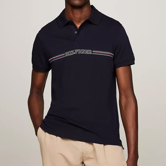 Áo Polo Tommy Hilfiger Regular Fit Monotype Chest Stripe Navy MW34769 401