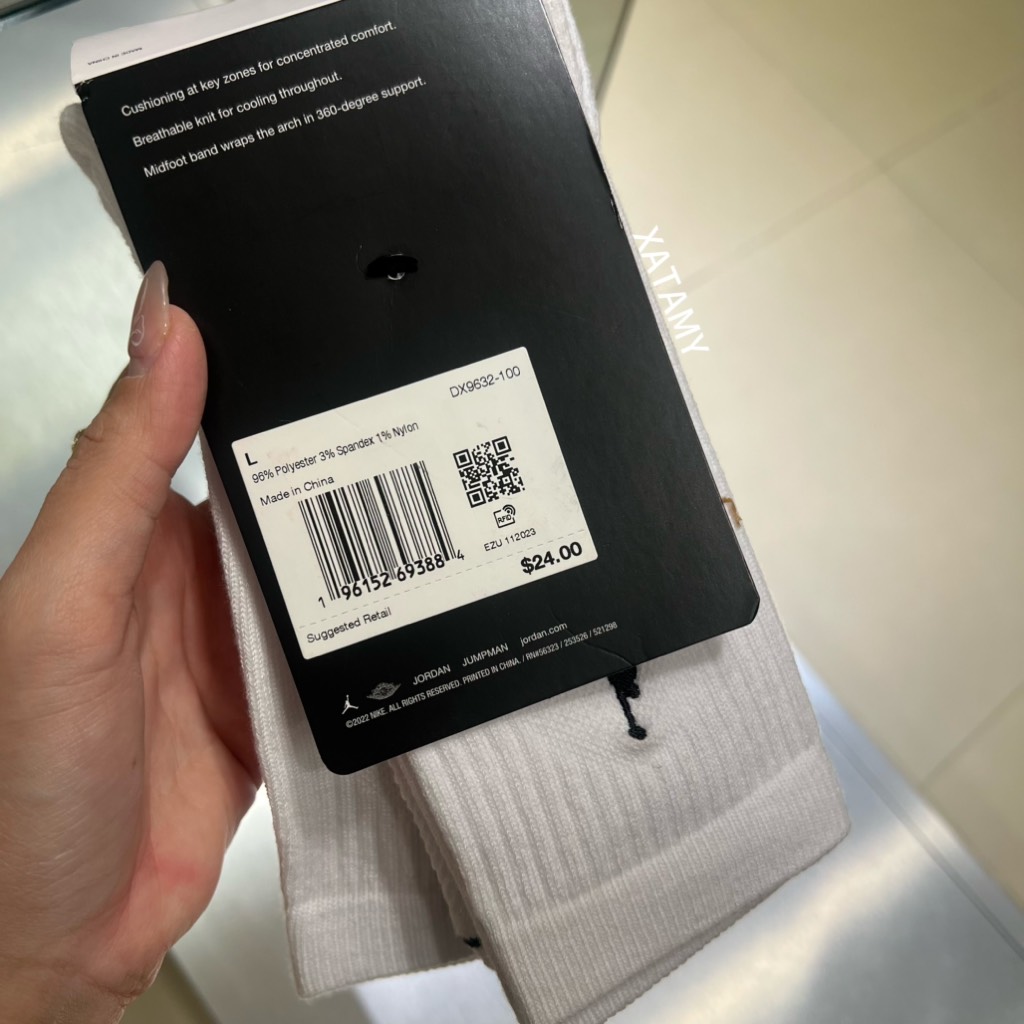 Vớ Jordan Cushioned Crew Socks 3 Pack White DX9632 100