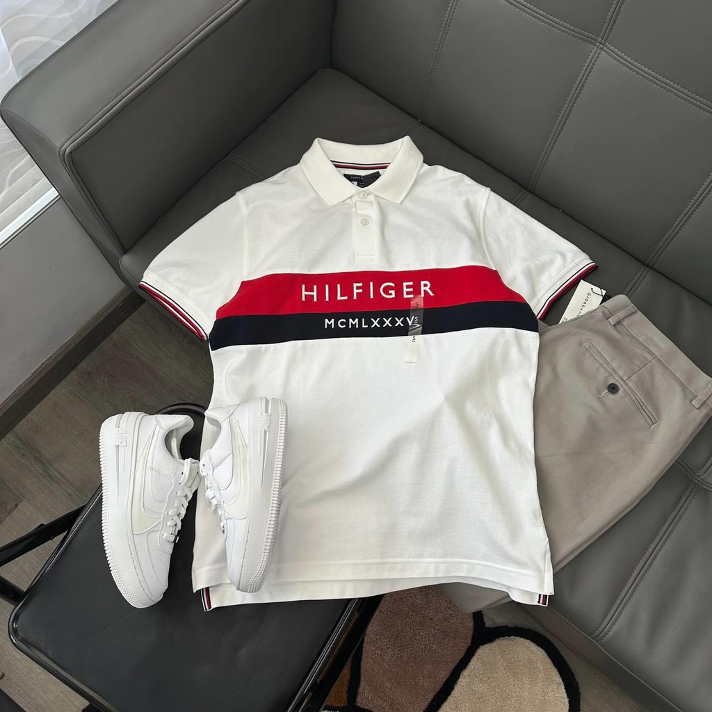 Áo Polo Tommy Hilfiger Regular Fit Chest Embroidered White 78J9452 100