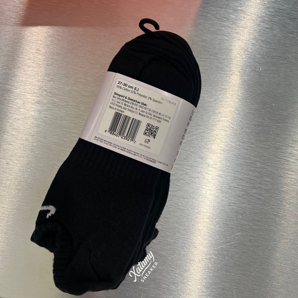 Vớ Nike Everyday Lightweight Training No-Show Socks 3 Pairs Black SX7678 010