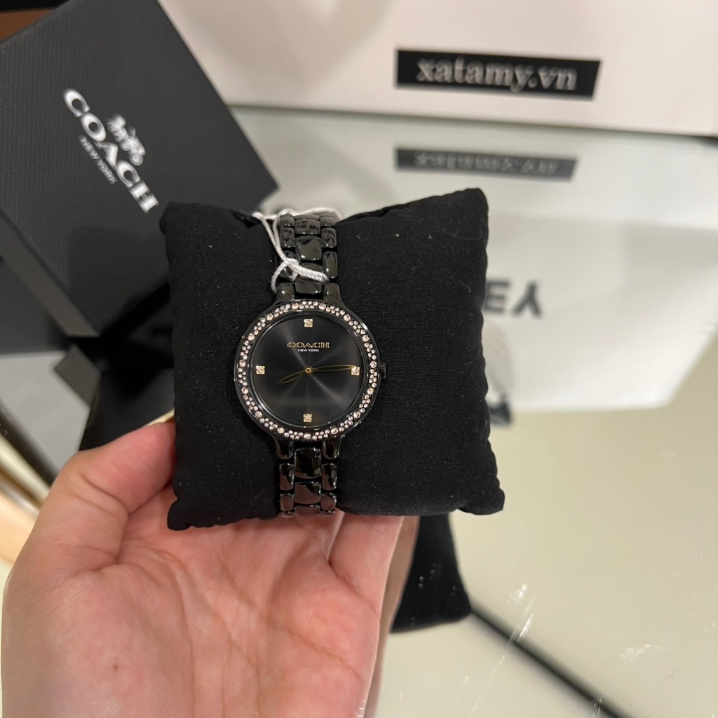 Đồng Hồ COACH 32MM Chelsea Women's Watch Ionic Plated Black Steel Strap Black Dial 14504352