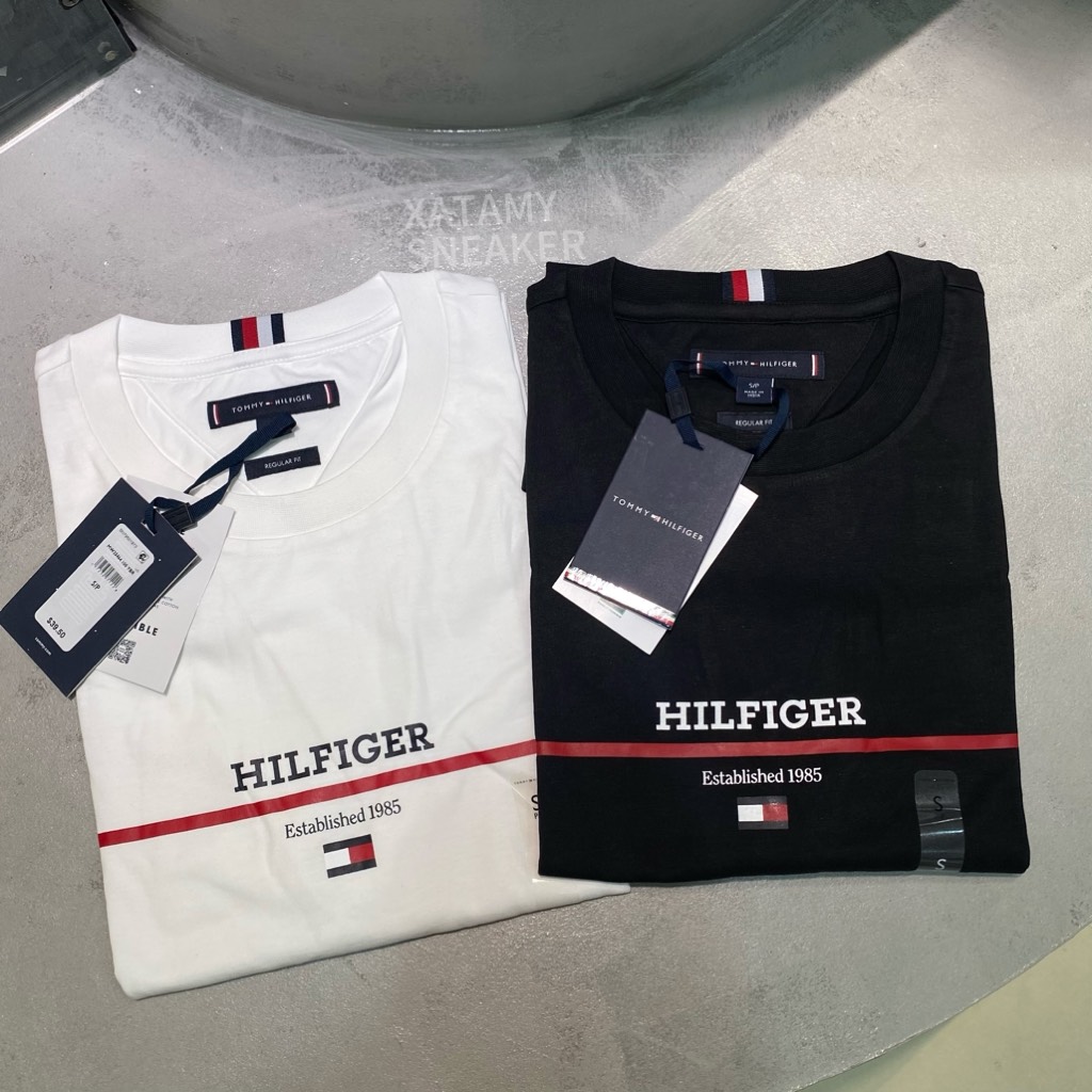 Áo Tommy Hilfiger Stripe Graphic Established 1985 Black MW35464 001
