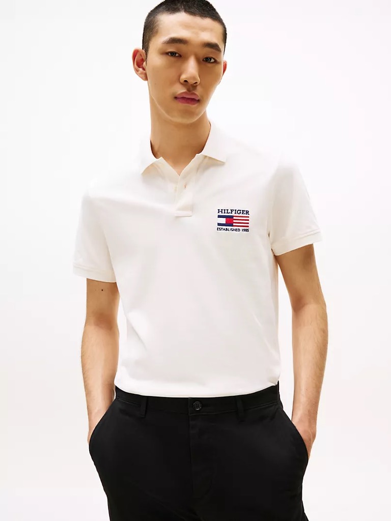 Áo Polo Tommy Hilfiger Regular Fit Embroidered Flag Pique Ivory Petal MW39836 720