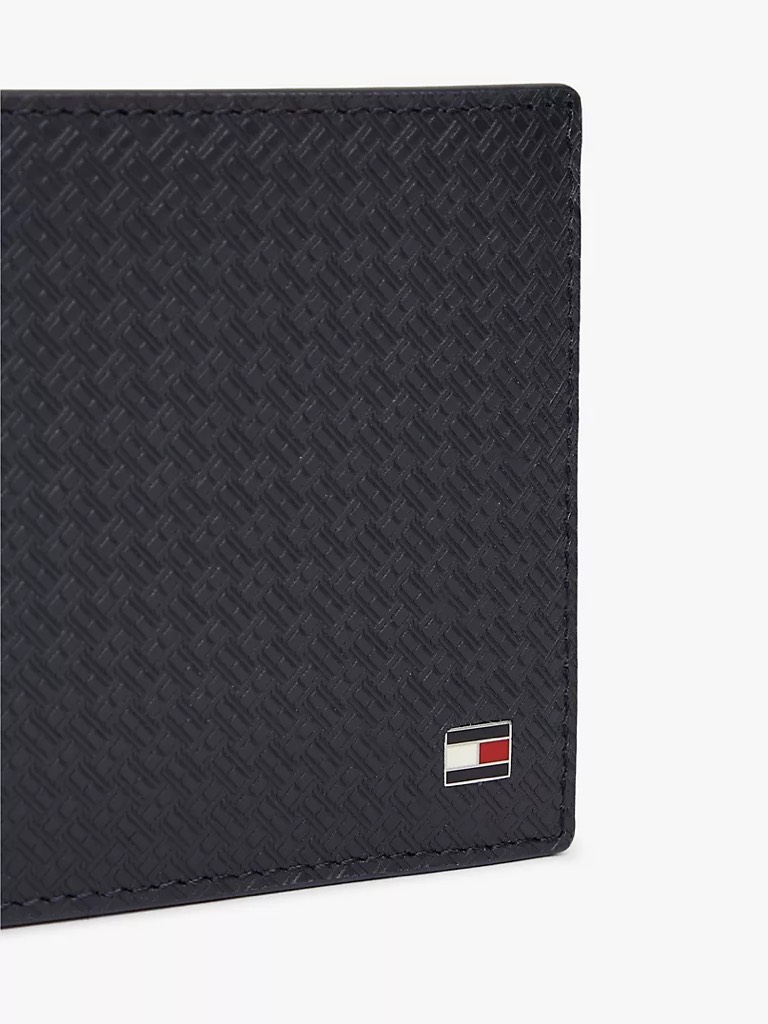 Ví Tommy Hilfiger Men's Allover Flag Logo Leather Bifold Wallet Space Blue AM14241 400