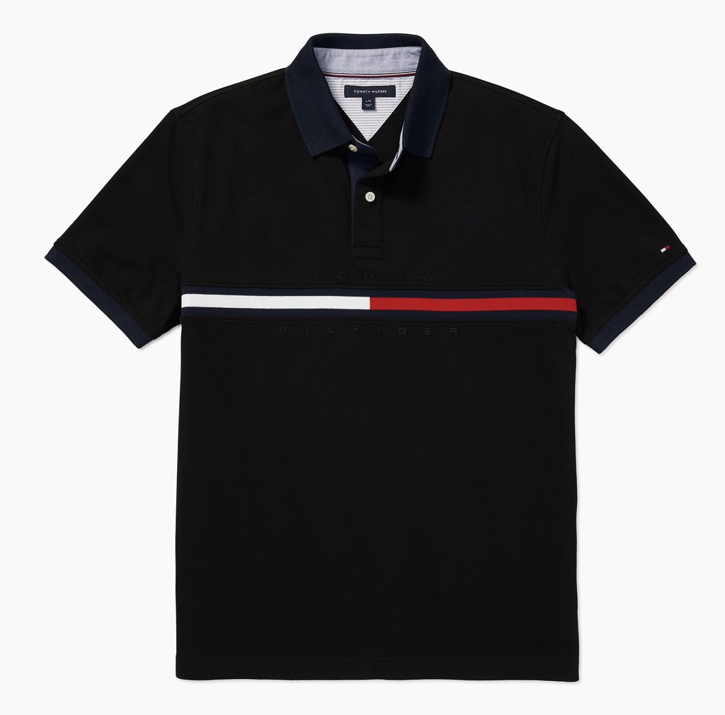 Áo Polo Tommy Hilfiger Regular Fit Embroidered Stripe Logo Black 78JB117 001