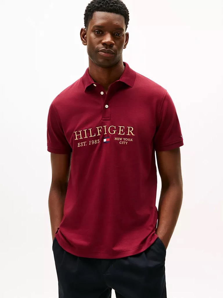 Áo Polo Tommy Hilfiger Regular Fit Embroidered Monoype Logo Interlock Burgundy XM06075 500