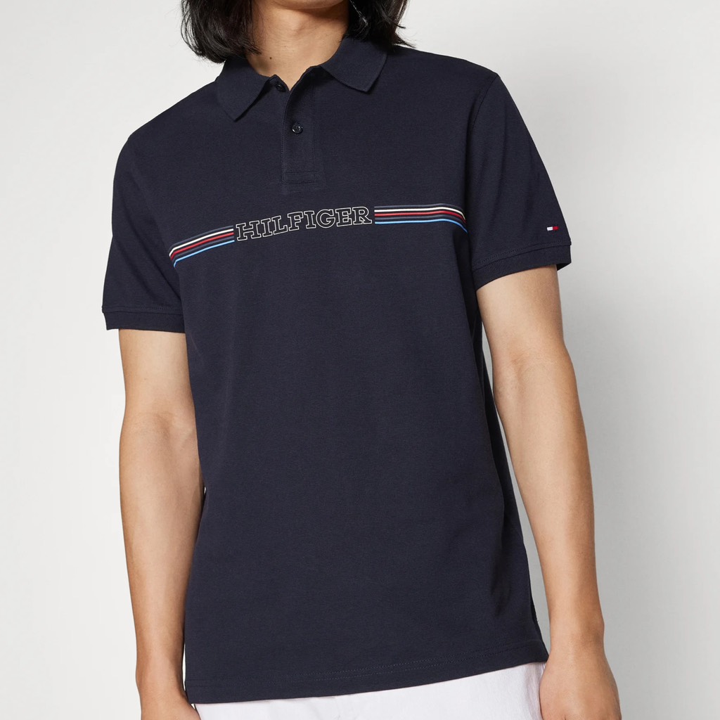 Áo Polo Tommy Hilfiger Regular Fit Monotype Chest Stripe Navy MW34769 401