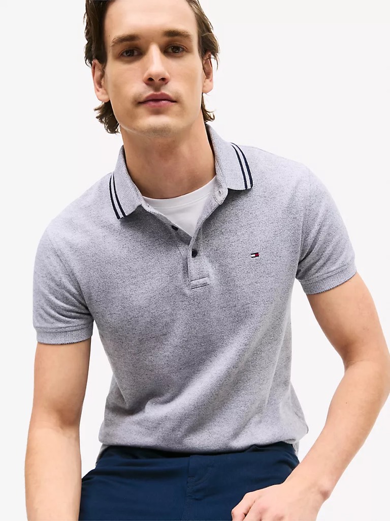 Áo Polo Tommy Hilfiger Slim Fit Heathered Shady Stone XM04473 020