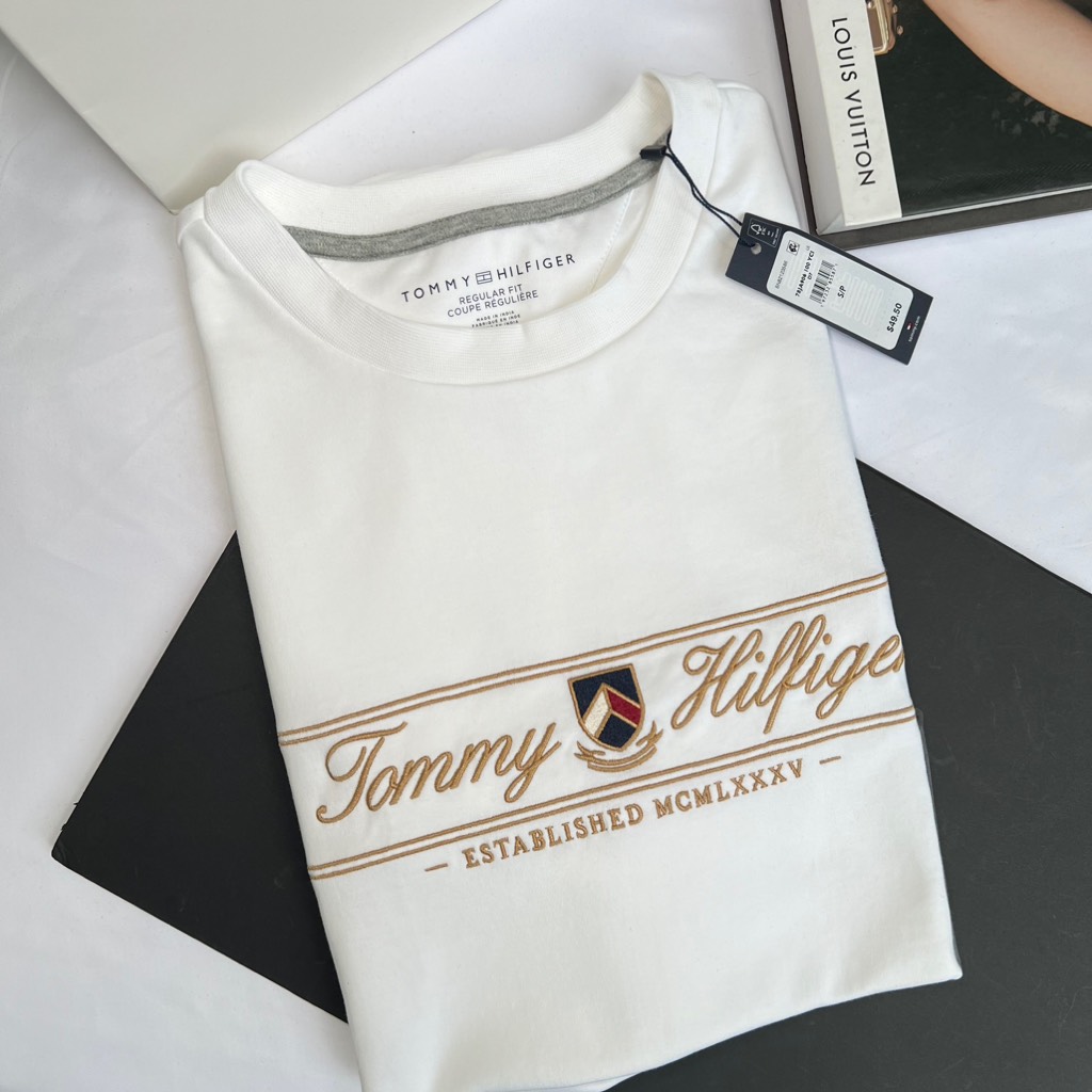 Áo Tommy Hilfiger Embroidered TH Script Logo White 78JA906 100