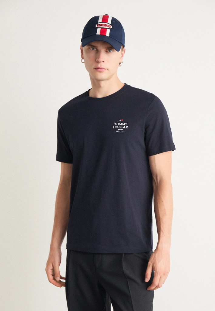 Áo Tommy Hilfiger Logo Hilfiger Stack Navy MW36500 402