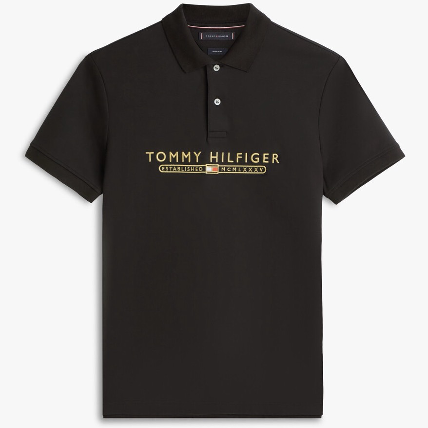 Áo Polo Tommy Hilfiger Regular Fit Embroidered Logo Interlock Black MW41615 001
