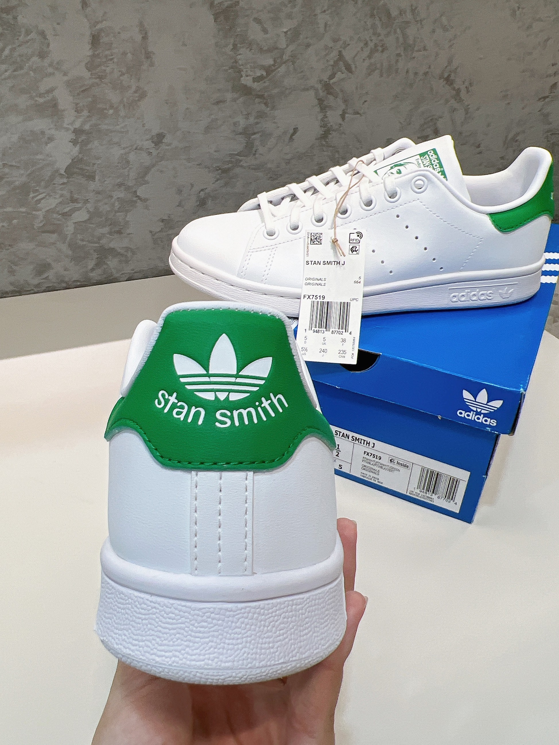 Stan Smith Trắng gót Green