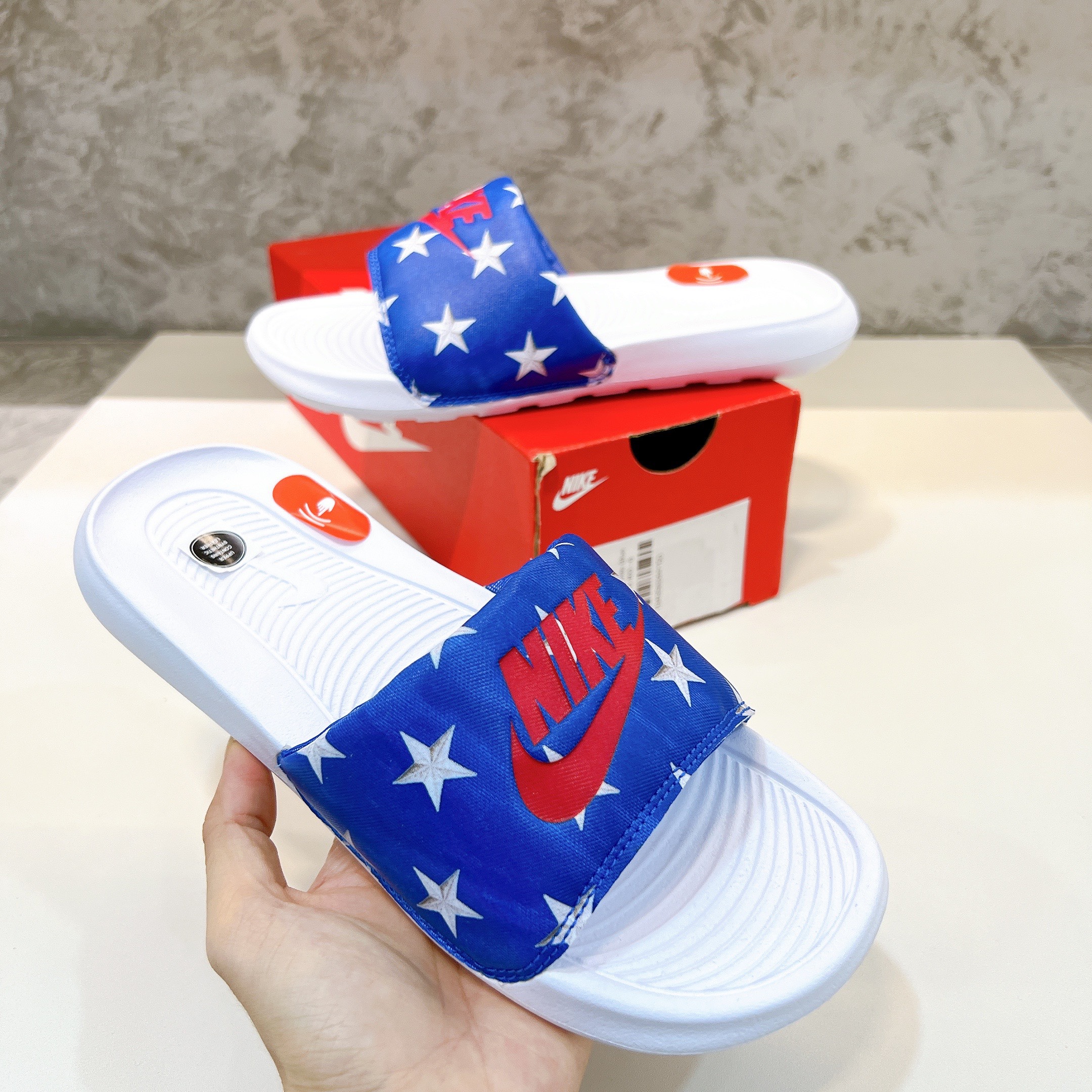 Dép Nike Victori One White Blue Star CN9676 400
