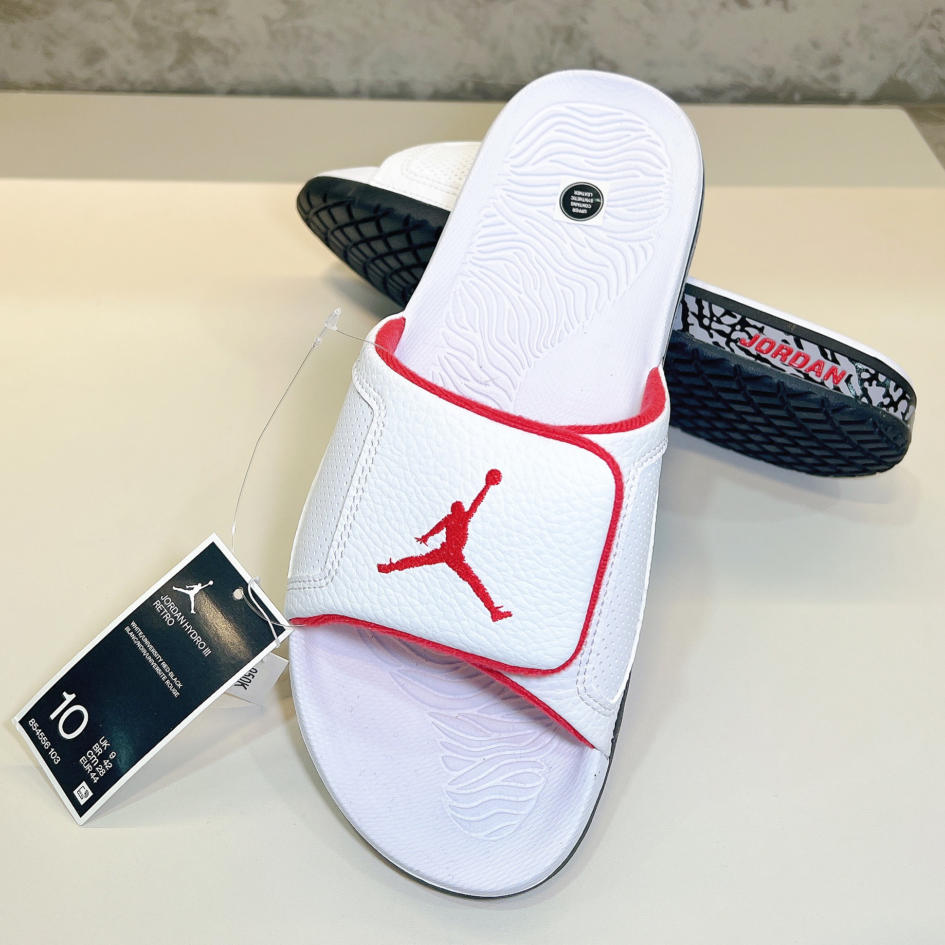 Dép Jordan Hydro III Retro White University Red 854556 103