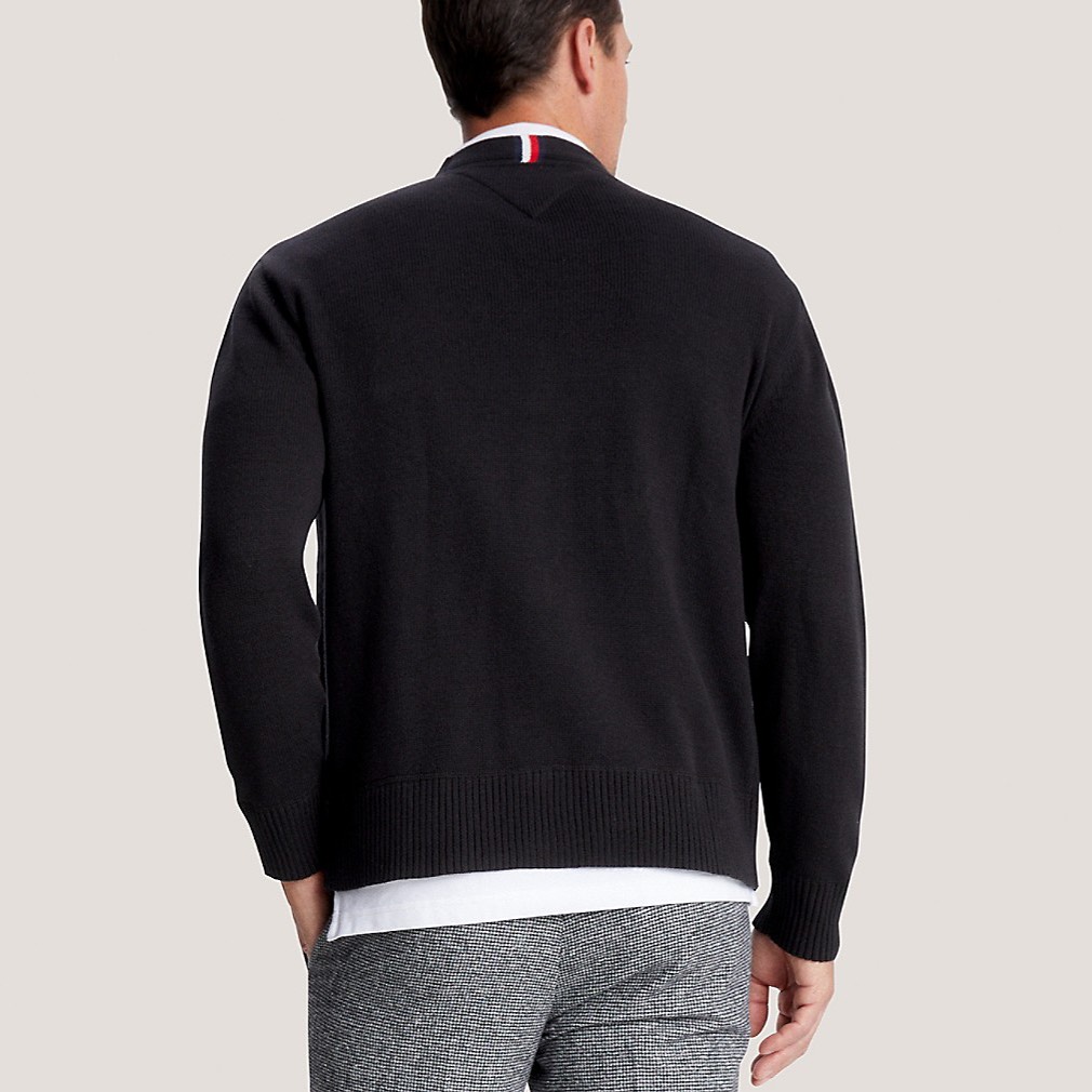 Áo Tommy Hilfiger Jersey Cardigan Flag Logo Black 78J9320 002