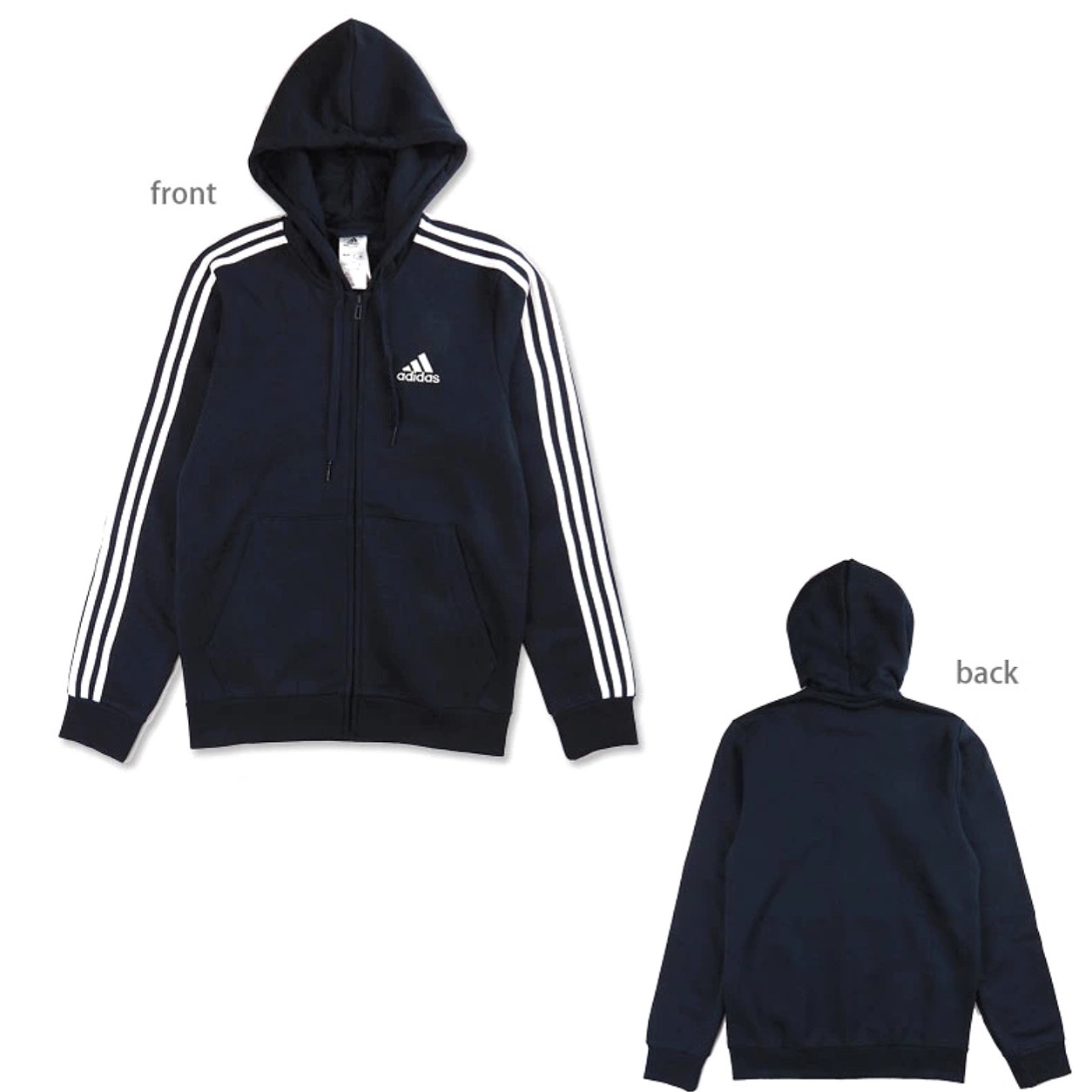 Áo adidas Nam Essentials Fleece 3-STRIPES Full-Zip Hoodie Navy GK9053