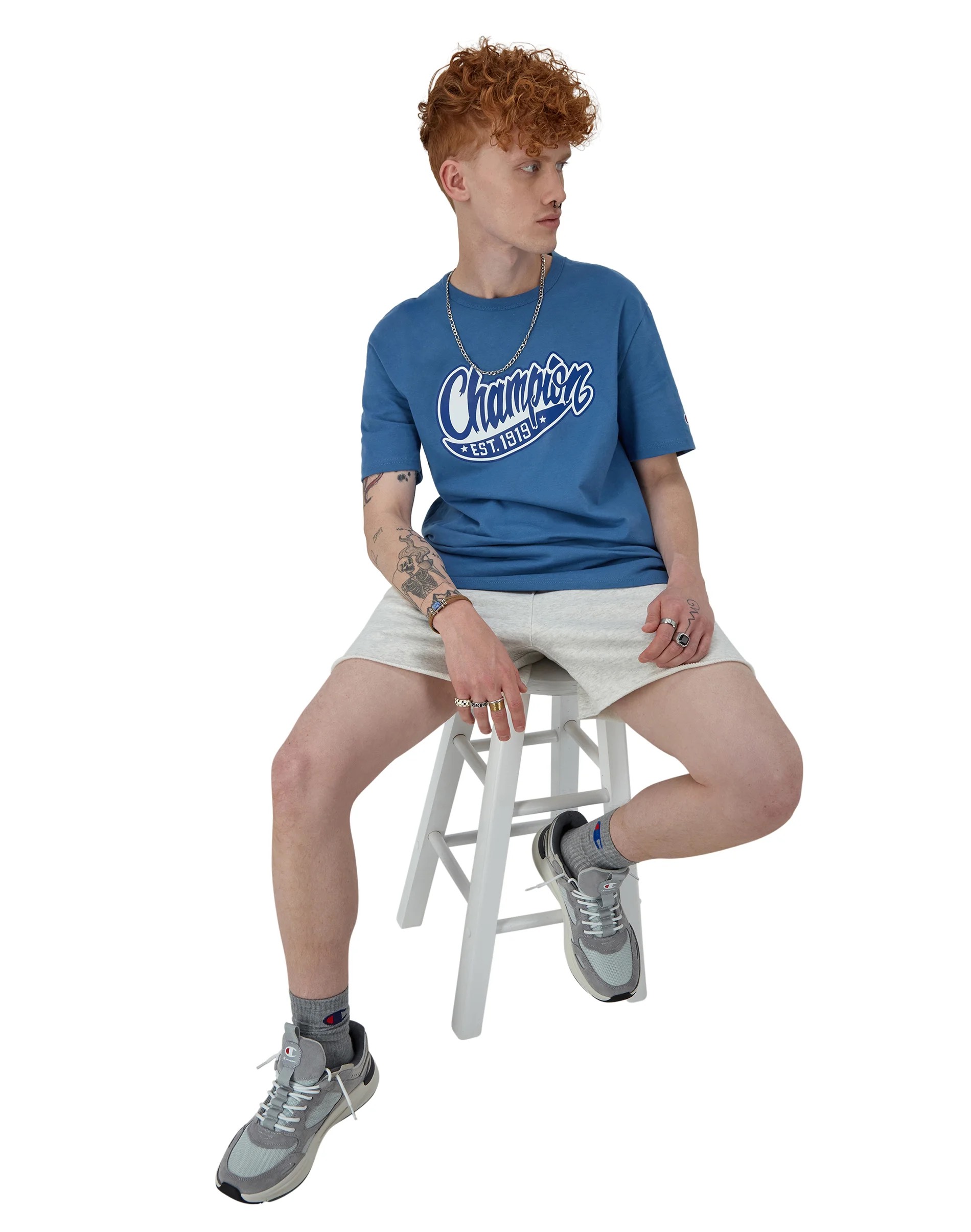 Áo Champion Midweight Tailwind Script Logo Blue T79497