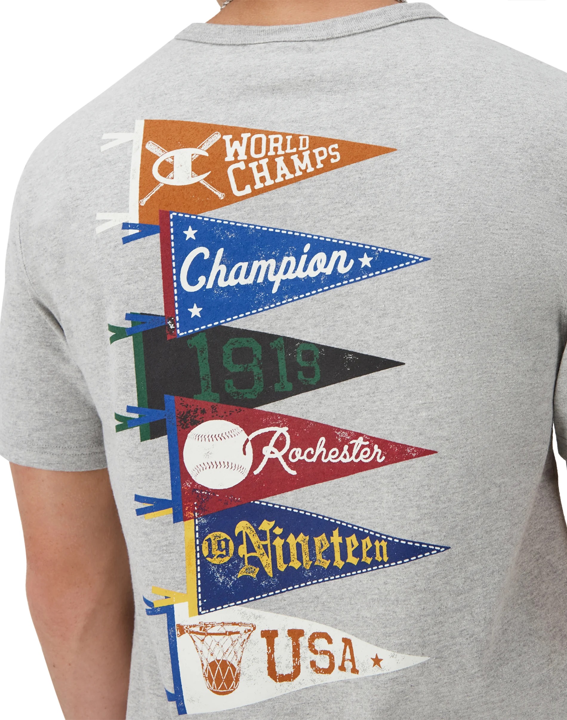 Áo Champion Heritage Pennant Logo Grey GT19 586DTB