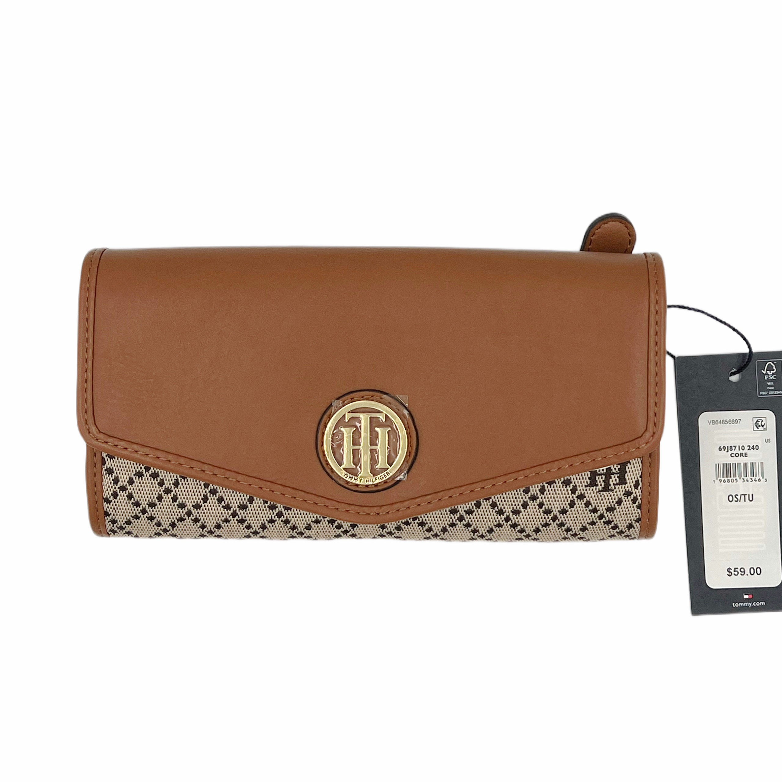 Ví Tommy Hilfiger Logo Flag Wallet Tan Dark Chocolate 69J8710 240
