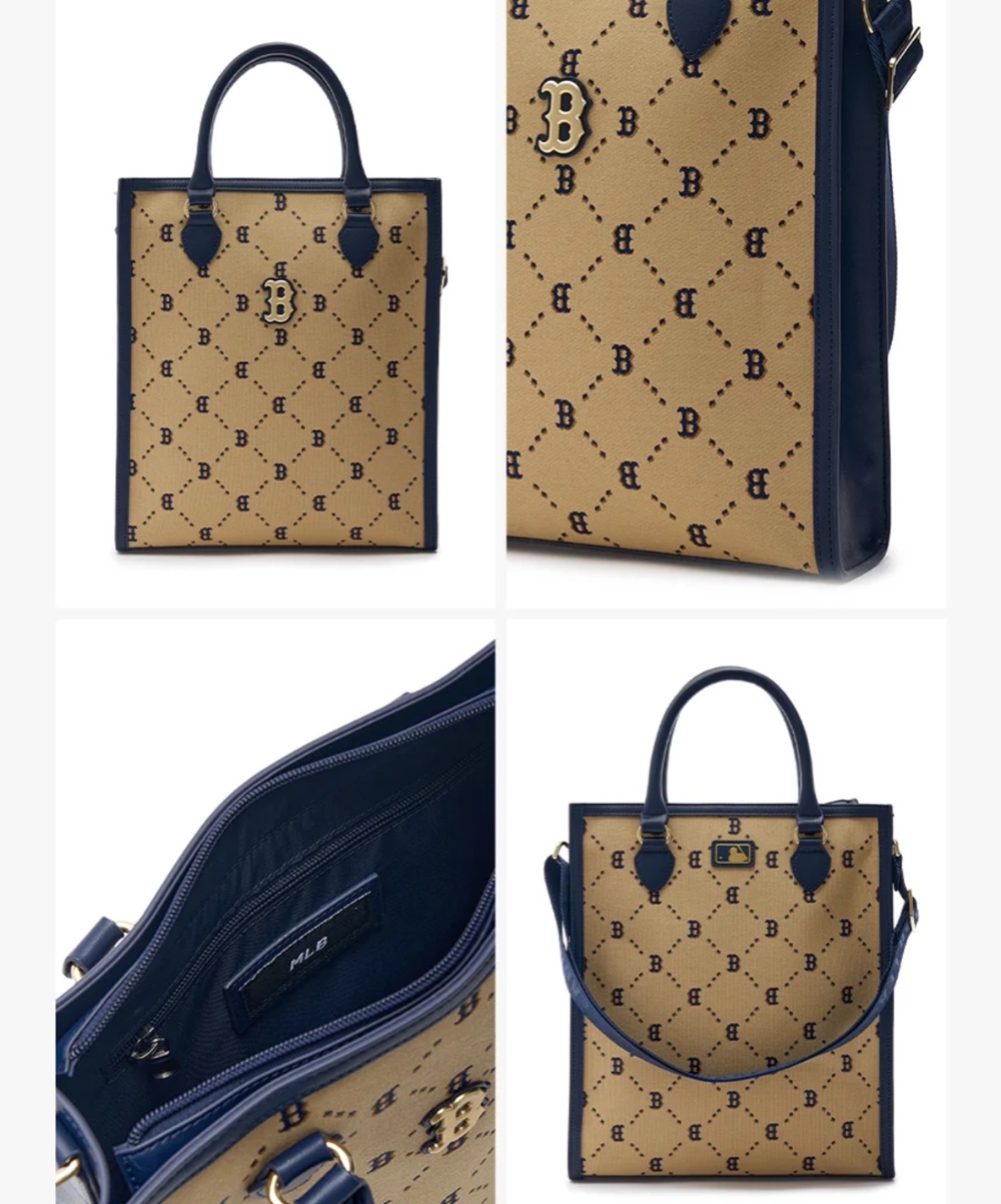 Túi Tote MLB DIA Monogram B Beige 7ACRMD24N 43BGS