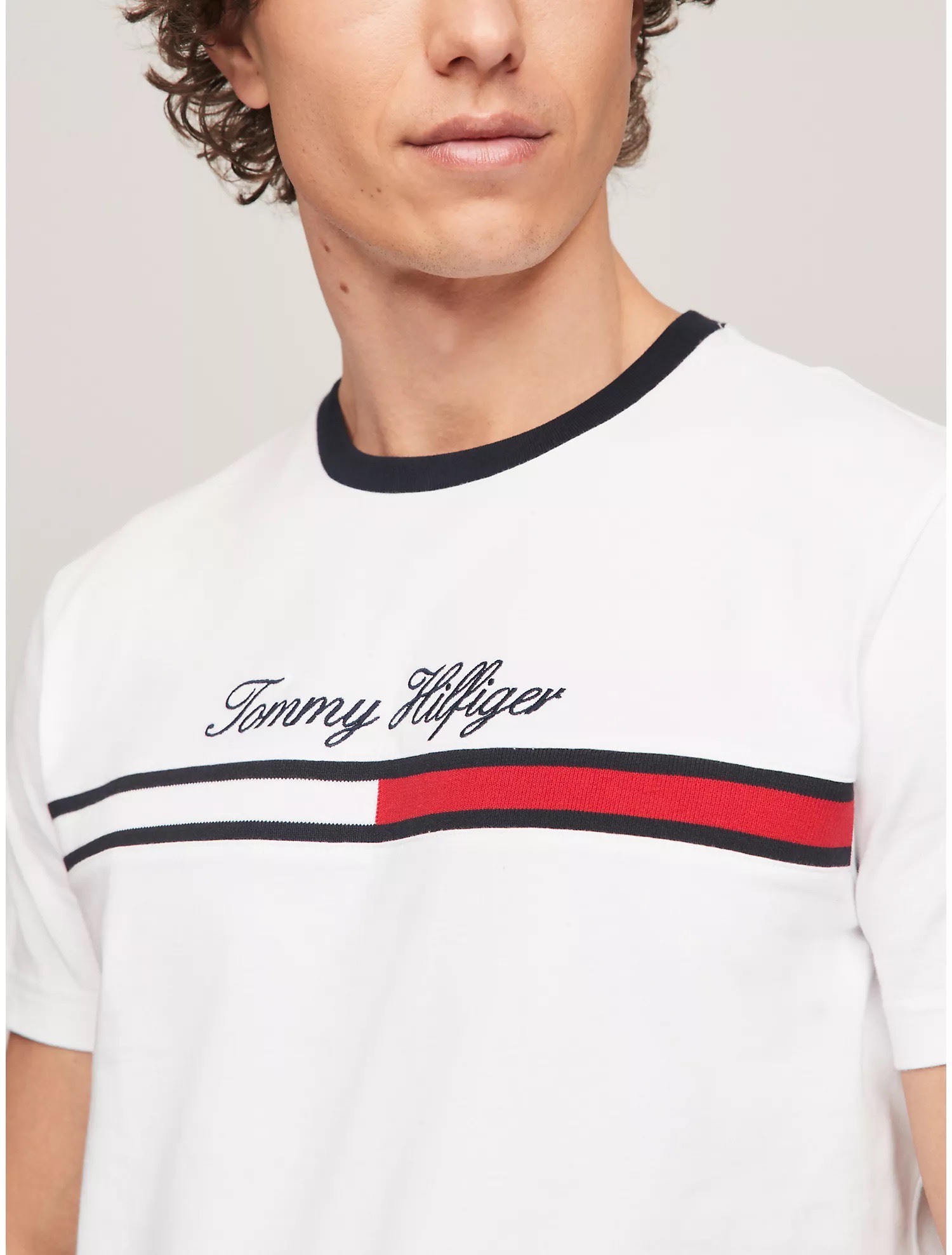 Áo Tommy Hilfiger Script Flag Logo Thêu White 78JA946 110