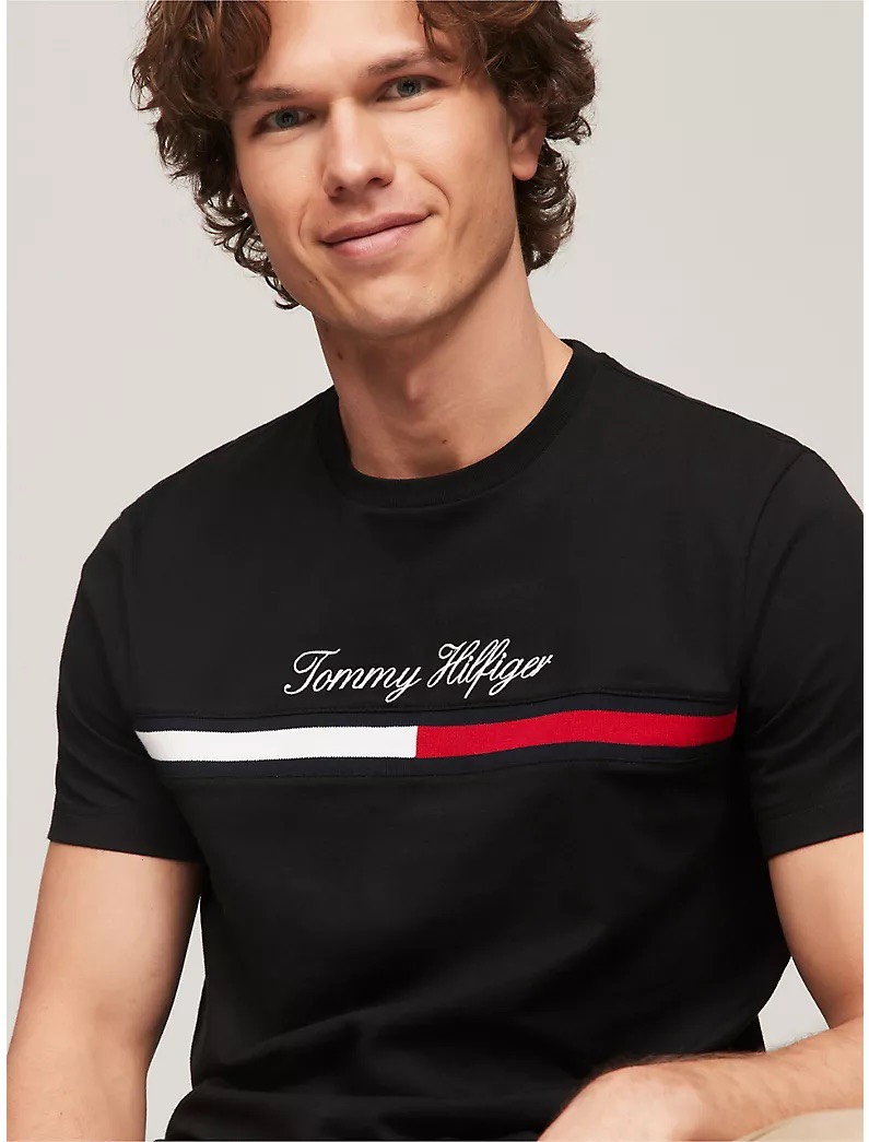 Áo Tommy Hilfiger Script Flag Logo Thêu Black 78JA946 001