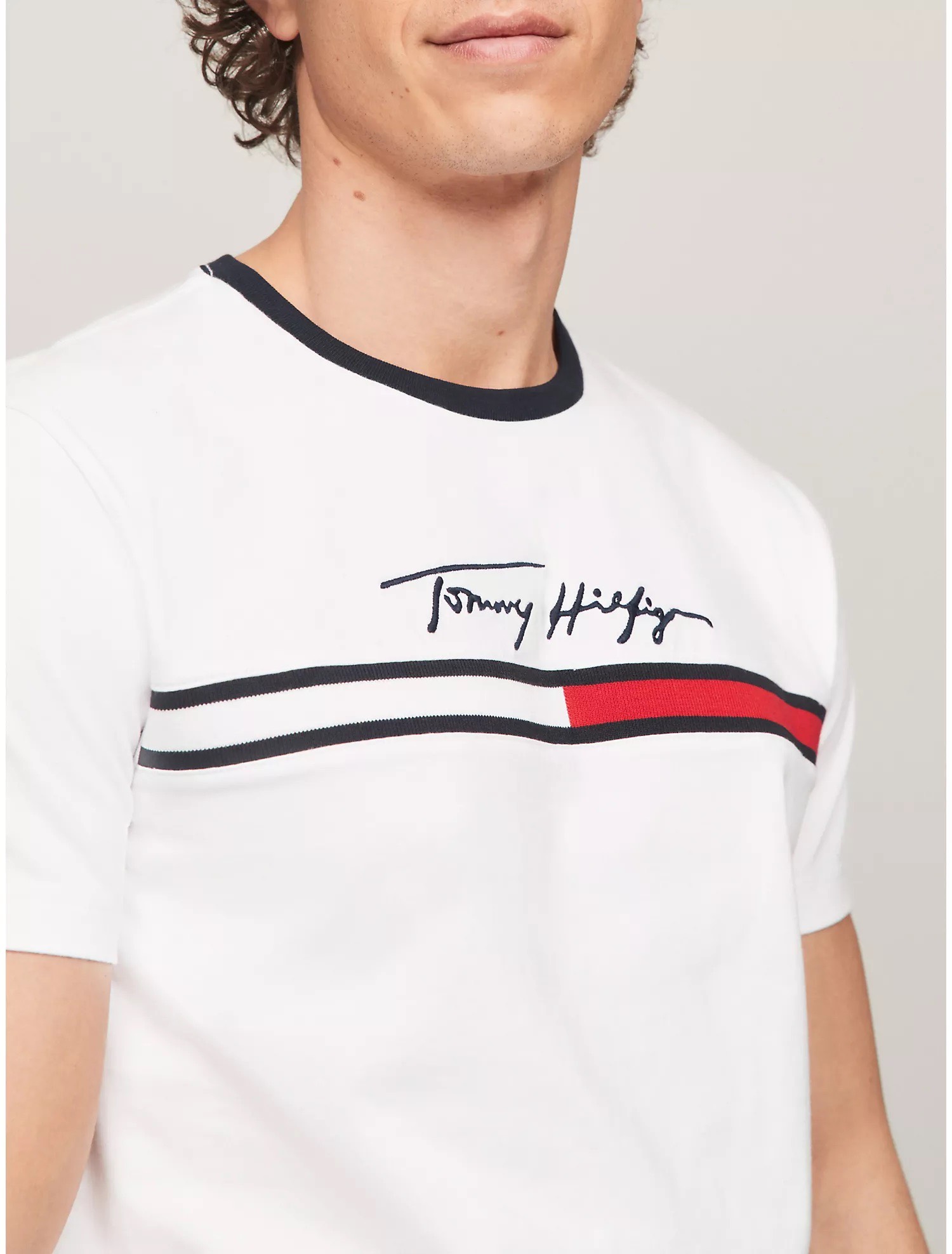 Áo Tommy Hilfiger Flag Logo Thêu White 78JA947 110