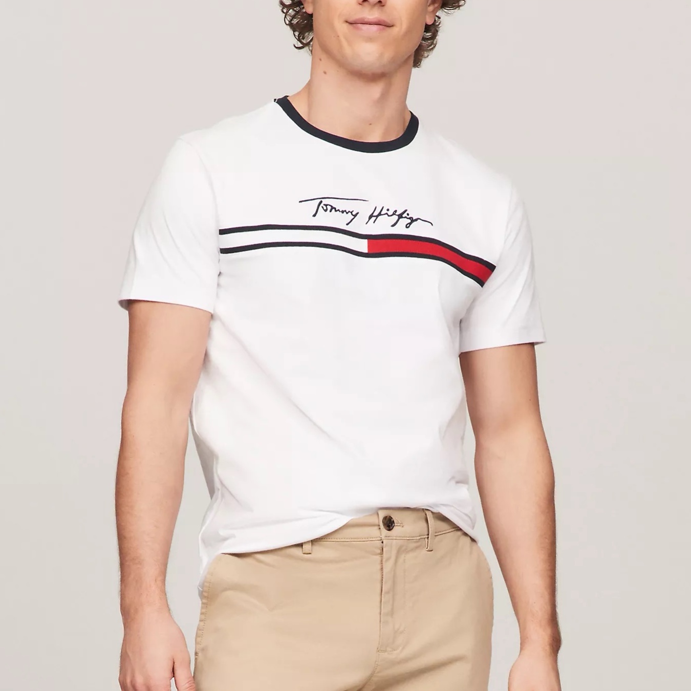 Áo Tommy Hilfiger Flag Logo Thêu White 78JA947 110