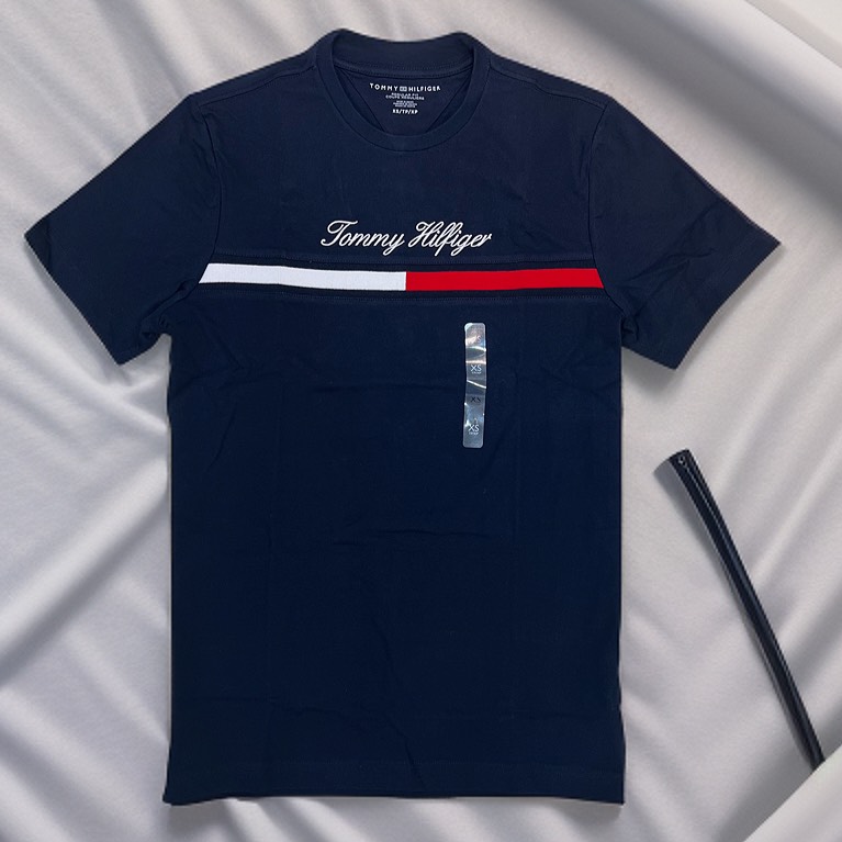 Áo Tommy Hilfiger Script Flag Logo Thêu Navy 78JA946 410