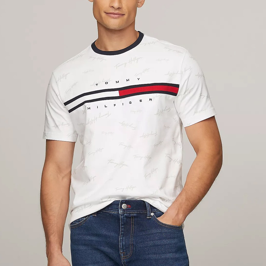 Áo Tommy Hilfiger Signature Flag Stripe Logo White 78JA523 110