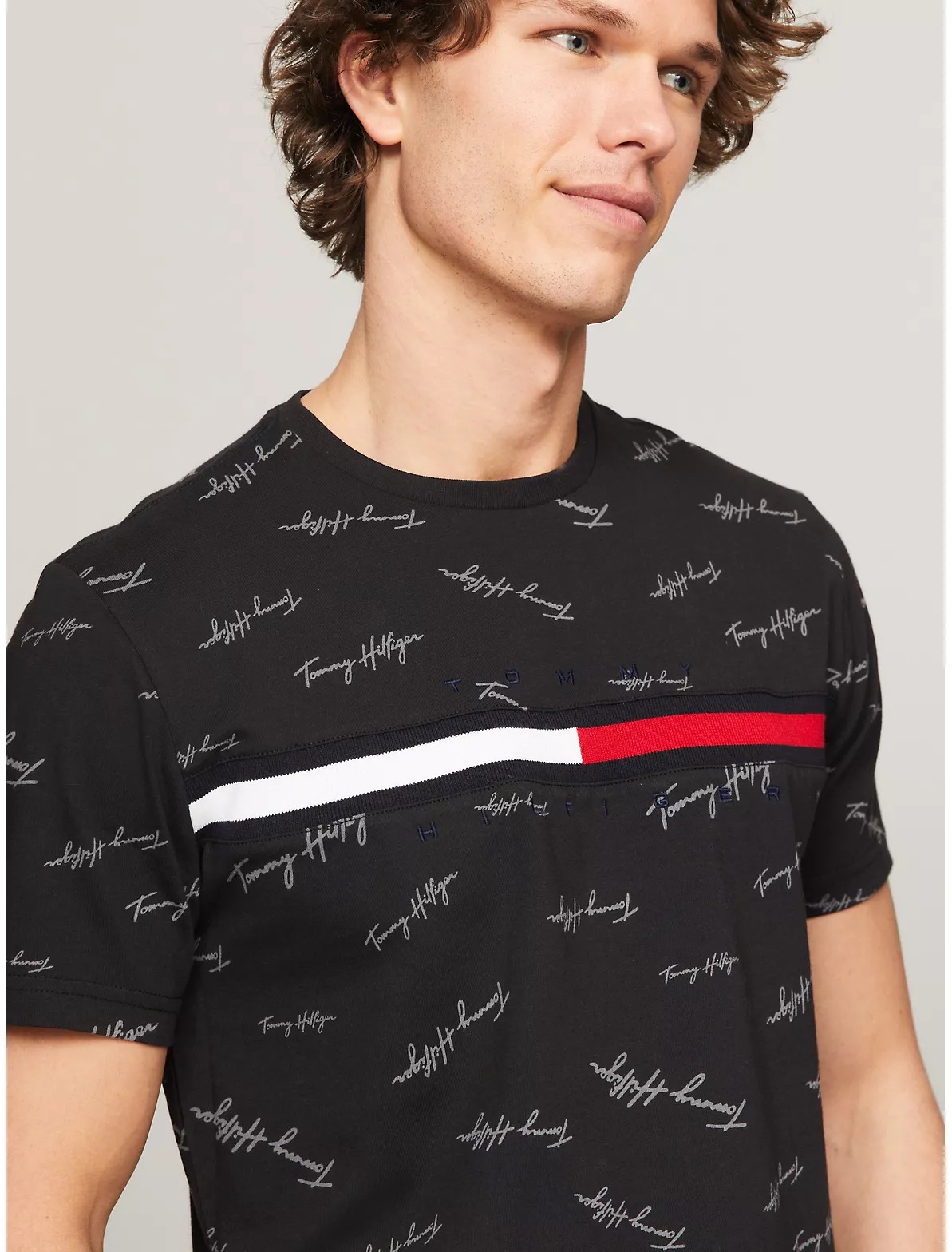 Áo Tommy Hilfiger Signature Flag Stripe Logo Black 78JA523 001