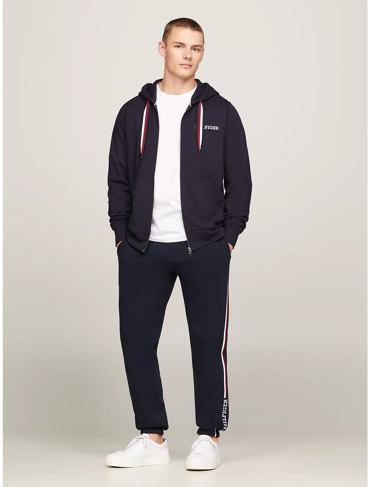 Áo Khoác Tommy Hilfiger Monotype Stripe Zip Hoodie Navy MW33658 400