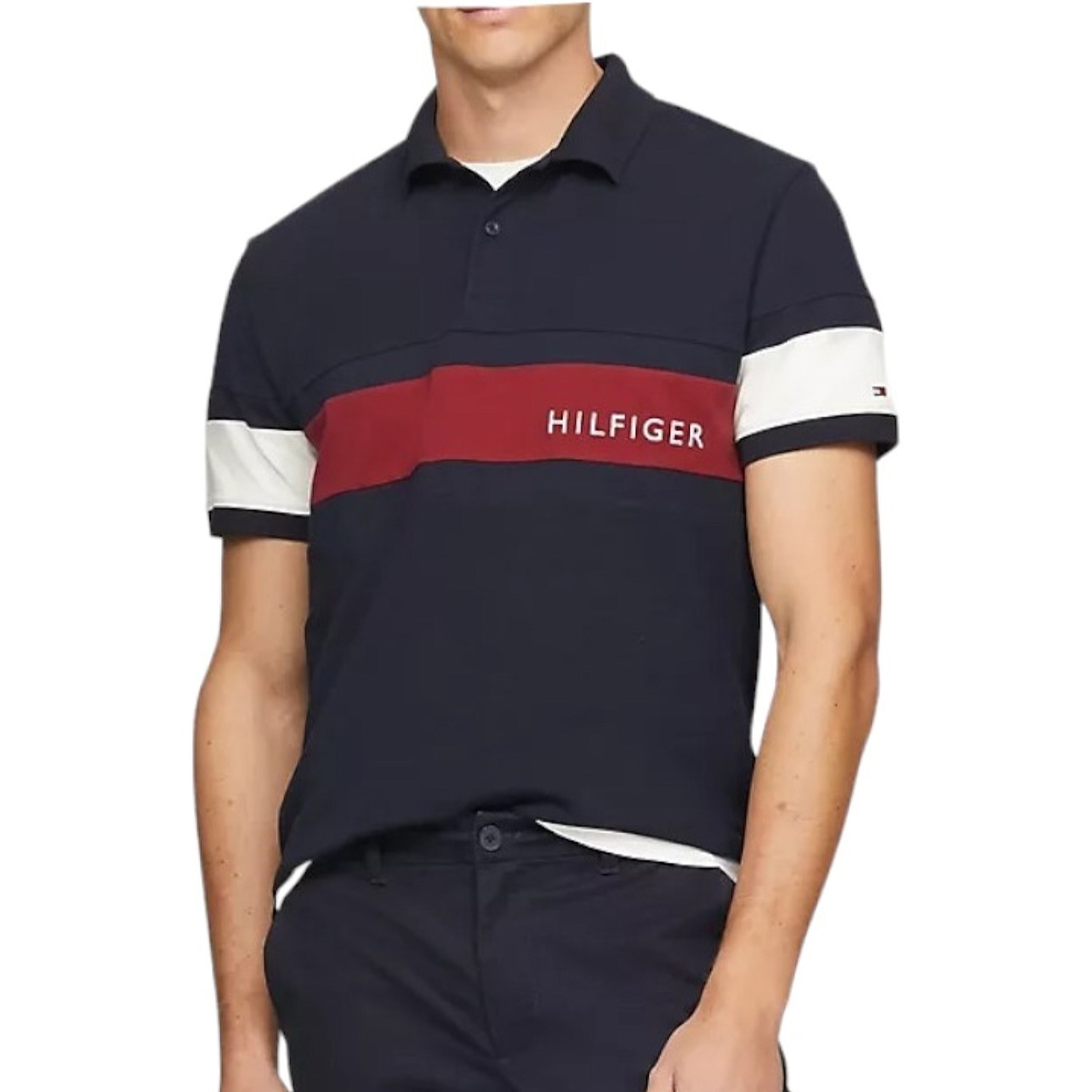 Áo Polo Tommy Hilfiger Regular Fit Colorblock Logo Navy 78J9767 410