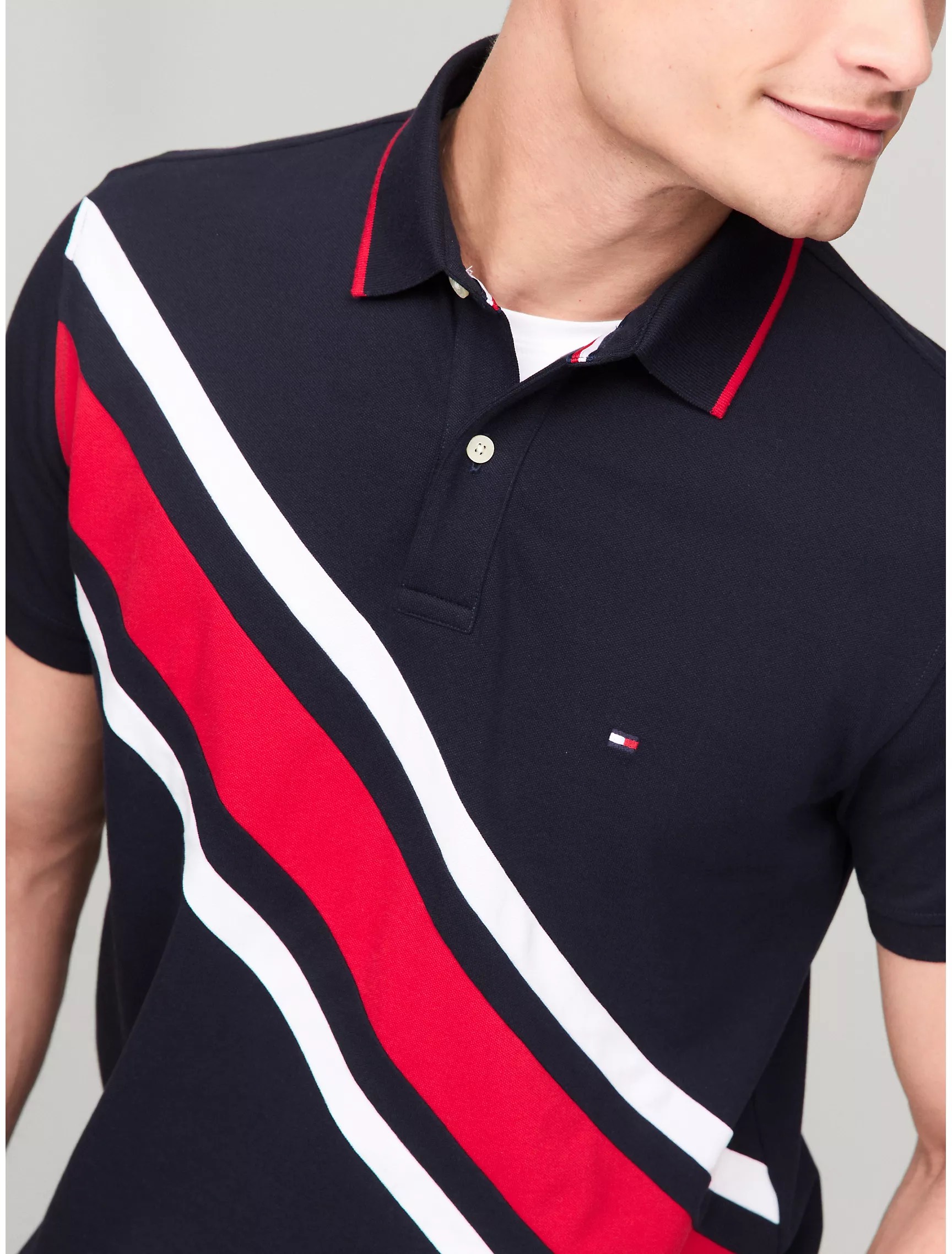 Áo Polo Tommy Hilfiger Regular Fit Banner Stripe Navy 78JA988 410