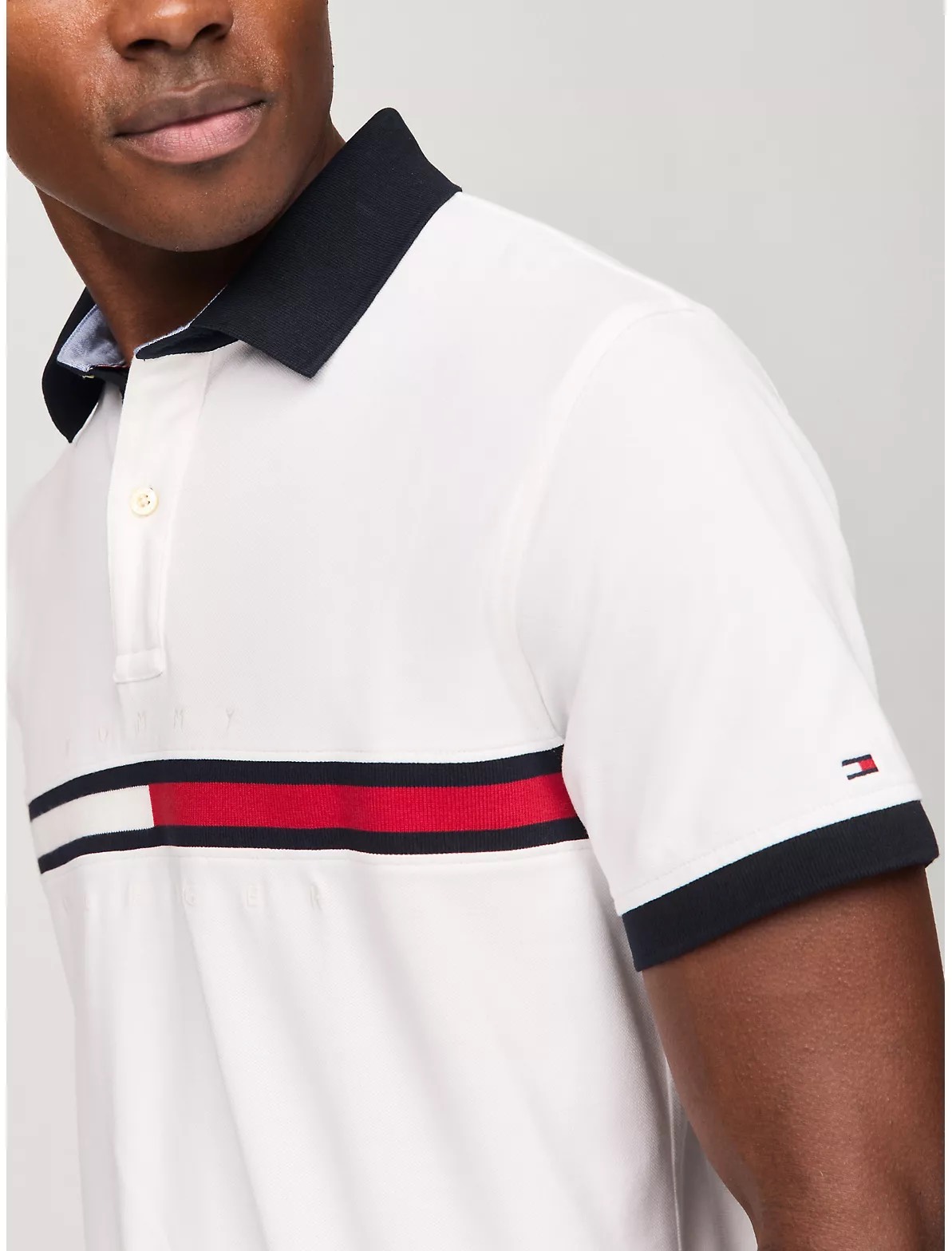 Áo Polo Tommy Hilfiger Regular Fit Embroidered Stripe Logo White 78JB117 100
