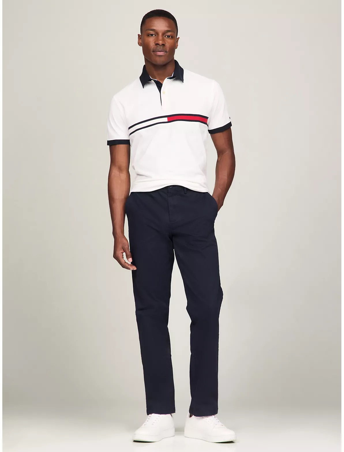 Áo Polo Tommy Hilfiger Regular Fit Embroidered Stripe Logo White 78JB117 100