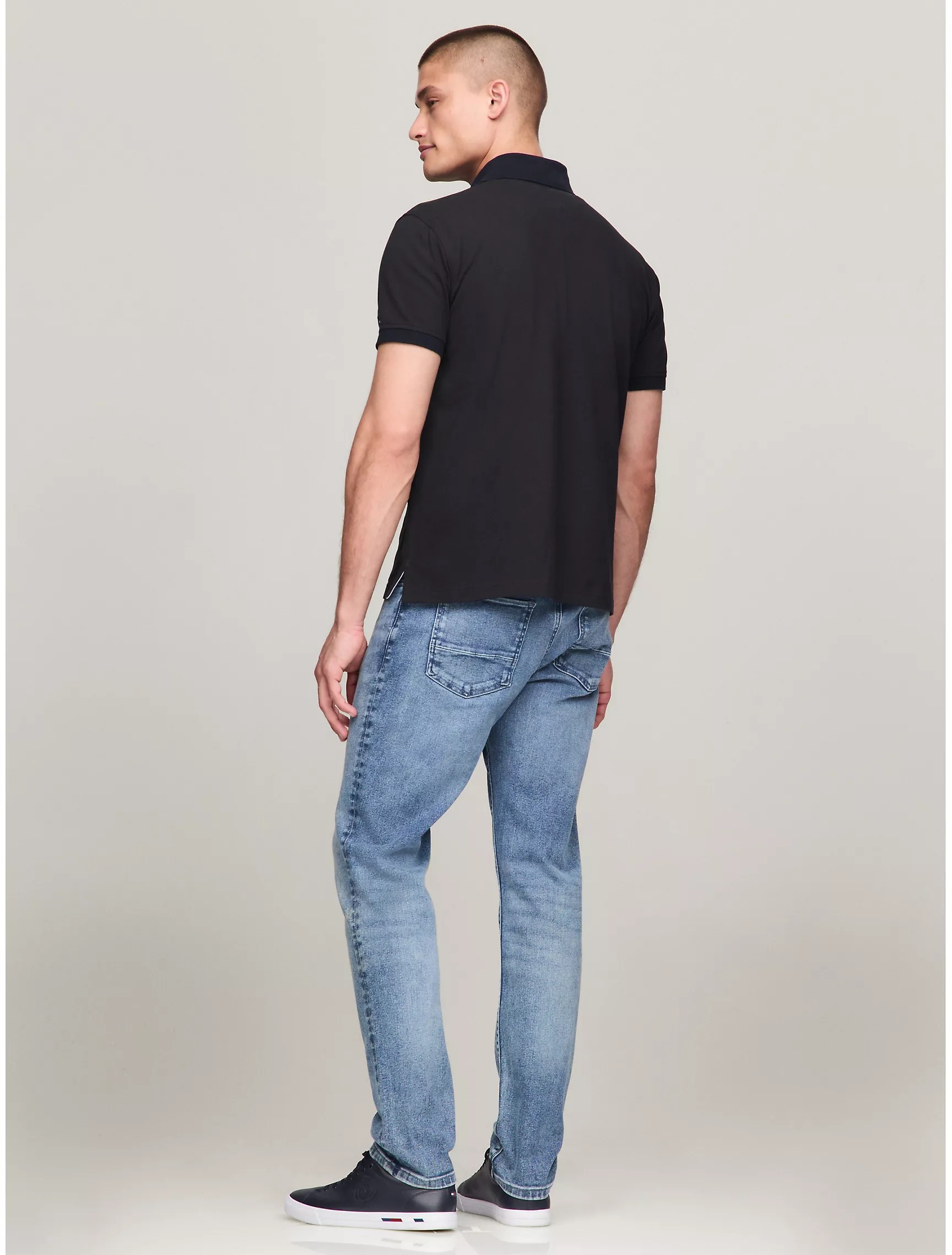 Áo Polo Tommy Hilfiger Regular Fit Embroidered Stripe Logo Black 78JB117 001