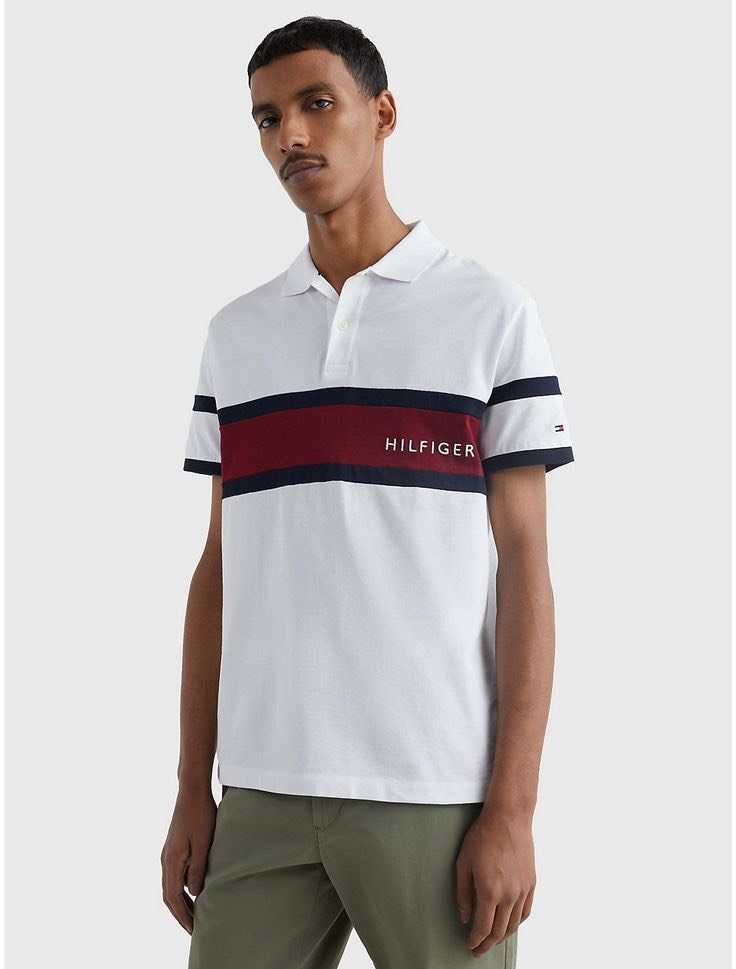 Áo Polo Tommy Hilfiger Regular Fit Colorblock Logo White 78J9767 100