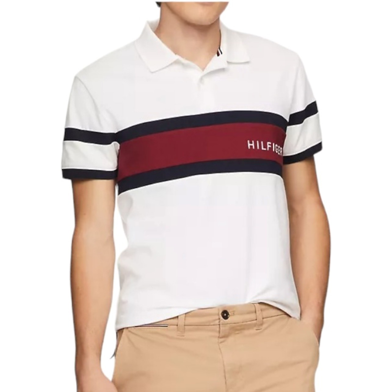 Áo Polo Tommy Hilfiger Regular Fit Colorblock Logo White 78J9767 100